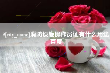 沧县消防设施操作员证有什么用途百度